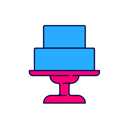 Filled outline Wedding cake icon isolated on white background. Vectorのイラスト素材