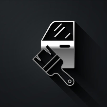 Silver Car painting icon isolated on black background. Car body repair process. Long shadow style. Vectorのイラスト素材