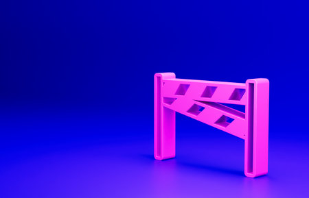 Pink Crime scene icon isolated on blue background. Minimalism concept. 3D render illustrationの写真素材