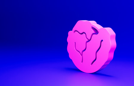Pink Fresh cabbage vegetable icon isolated on blue background. Minimalism concept. 3D render illustrationの写真素材