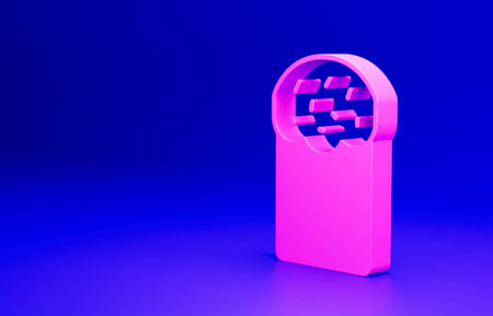 Pink Easter cake icon isolated on blue background. Happy Easter. Minimalism concept. 3D render illustrationの写真素材