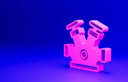 Pink Fire hydrant icon isolated on blue background. Minimalism concept. 3D render illustrationの写真素材