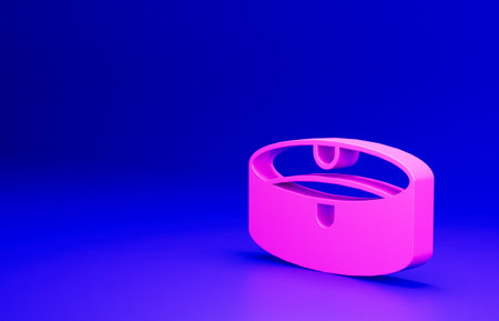 Pink Ashtray icon isolated on blue background. Minimalism concept. 3D render illustrationの写真素材