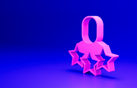 Pink Productive human icon isolated on blue background. Idea work, success, productivity, vision and efficiency concept. Minimalism concept. 3D render illustrationの写真素材