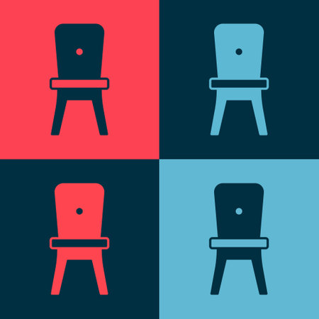 Pop art Chair icon isolated on color background. Vectorのイラスト素材
