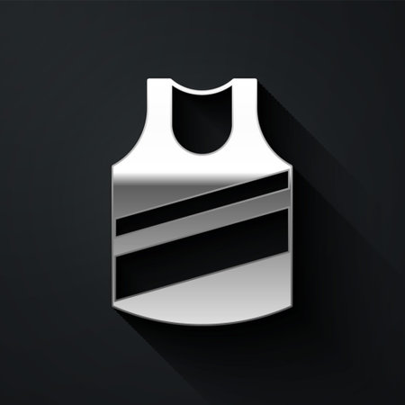 Silver Undershirt icon isolated on black background. Long shadow style. Vectorのイラスト素材