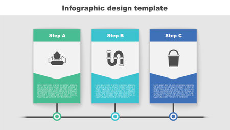 Set Wet wipe pack, Industry metallic pipe and Bucket. Business infographic template. Vectorのイラスト素材