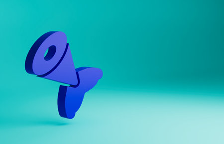 Blue Fish tail icon isolated on blue background. Minimalism concept. 3D render illustrationの写真素材