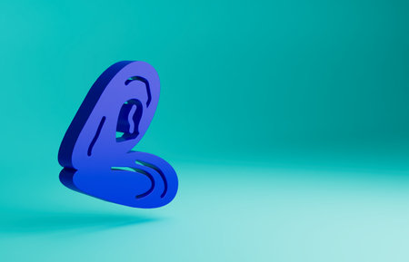 Blue Mussel icon isolated on blue background. Fresh delicious seafood. Minimalism concept. 3D render illustrationの写真素材
