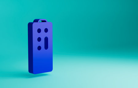 Blue Remote control icon isolated on blue background. Minimalism concept. 3D render illustrationの写真素材