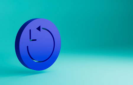 Blue Radius icon isolated on blue background. Minimalism concept. 3D render illustrationの写真素材