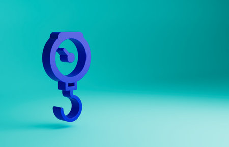 Blue Hand scale spring mechanical icon isolated on blue background. Minimalism concept. 3D render illustrationの写真素材