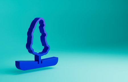 Blue Tree icon isolated on blue background. Forest symbol. Minimalism concept. 3D render illustrationの写真素材