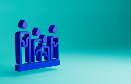 Blue Burning candle icon isolated on blue background. Cylindrical aromatic candle stick with burning flame. Happy Halloween party. Minimalism concept. 3D render illustrationの写真素材