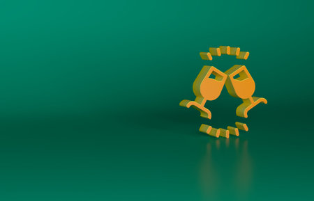 Orange Wine tasting, degustation icon isolated on green background. Sommelier. Smells of wine. Minimalism concept. 3D render illustrationの写真素材
