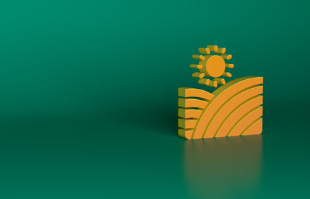 Orange Vineyard wine grapes hills farm icon isolated on green background. Vine plantation hills landscape. Minimalism concept. 3D render illustrationの写真素材