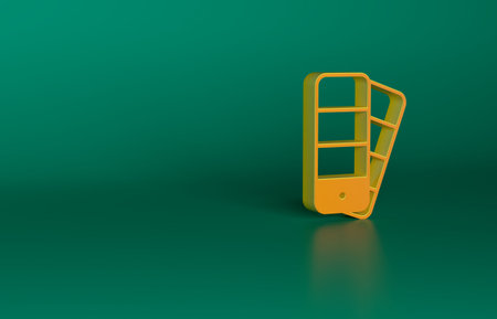 Orange Color palette guide icon isolated on green background. Minimalism concept. 3D render illustrationの写真素材