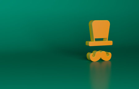 Orange Magician icon isolated on green background. Minimalism concept. 3D render illustrationの写真素材