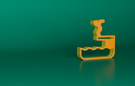Orange Swimmer diving into pool icon isolated on green background. Minimalism concept. 3D render illustrationの写真素材