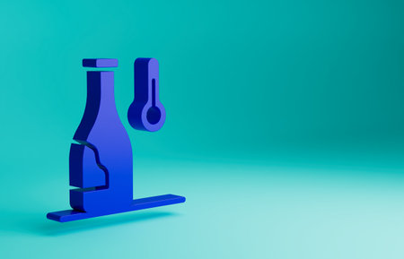 Blue Wine temperature icon isolated on blue background. Minimalism concept. 3D render illustrationの写真素材