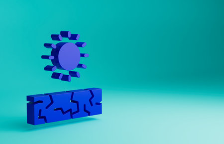 Blue Drought icon isolated on blue background. Minimalism concept. 3D render illustrationの写真素材