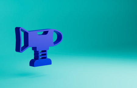 Blue Swing plane on the playground icon isolated on blue background. Childrens carousel with plane. Amusement icon. Minimalism concept. 3D render illustrationの写真素材