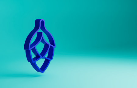 Blue Hop icon isolated on blue background. Minimalism concept. 3D render illustrationの写真素材