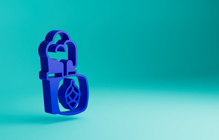 Blue Glass of beer icon isolated on blue background. Minimalism concept. 3D render illustrationの写真素材
