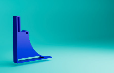 Blue Skate park icon isolated on blue background. Set of ramp, roller, stairs for a skatepark. Extreme sport. Minimalism concept. 3D render illustrationの写真素材