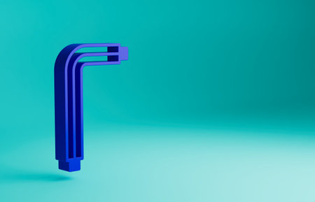 Blue Tool allen keys icon isolated on blue background. Minimalism concept. 3D render illustrationの写真素材