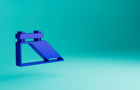 Blue Skate park icon isolated on blue background. Set of ramp, roller, stairs for a skatepark. Extreme sport. Minimalism concept. 3D render illustrationの写真素材