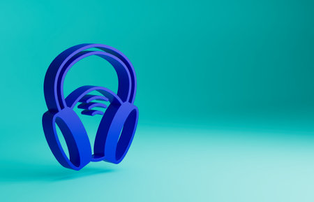 Blue Gas mask icon isolated on blue background. Respirator sign. Minimalism concept. 3D render illustrationの写真素材