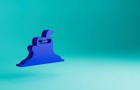 Blue Tree stump icon isolated on blue background. Minimalism concept. 3D render illustrationの写真素材