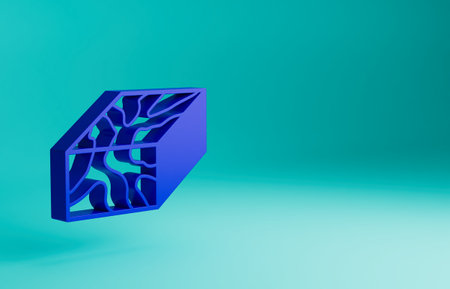 Blue Wooden beam icon isolated on blue background. Lumber beam plank. Minimalism concept. 3D render illustrationの写真素材