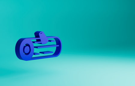Blue Wooden logs icon isolated on blue background. Stack of firewood. Minimalism concept. 3D render illustrationの写真素材
