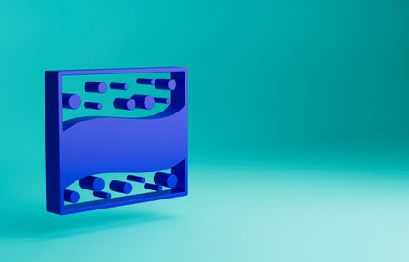 Blue Gold mine icon isolated on blue background. Minimalism concept. 3D render illustrationの写真素材