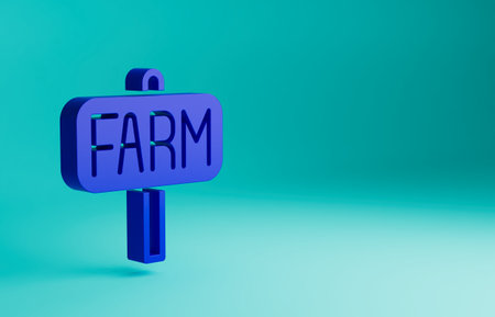Blue Location farm icon isolated on blue background. Minimalism concept. 3D render illustrationの写真素材