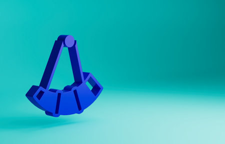 Blue Hunting horn icon isolated on blue background. Minimalism concept. 3D render illustrationの写真素材