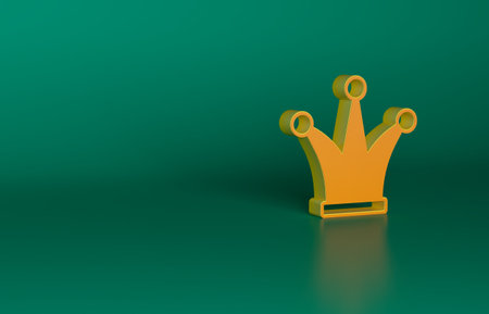 Orange Joker playing card icon isolated on green background. Jester hat with bells. Casino gambling. Minimalism concept. 3D render illustrationの写真素材