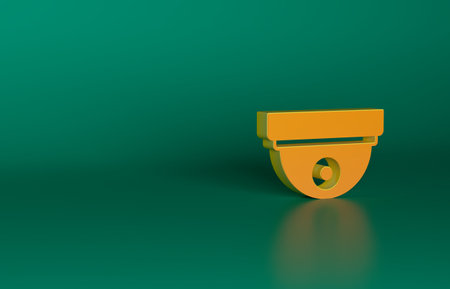 Orange Motion sensor icon isolated on green background. Minimalism concept. 3D render illustrationの写真素材