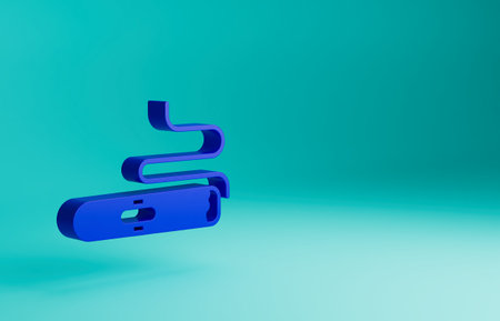 Blue Cigar icon isolated on blue background. Minimalism concept. 3D render illustrationの写真素材