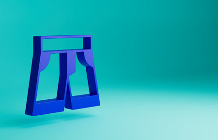 Blue Short or pants icon isolated on blue background. Minimalism concept. 3D render illustrationの写真素材