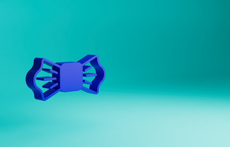 Blue Bow tie icon isolated on blue background. Minimalism concept. 3D render illustrationの写真素材