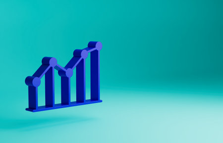 Blue Pie chart infographic icon isolated on blue background. Diagram chart sign. Minimalism concept. 3D render illustrationの写真素材