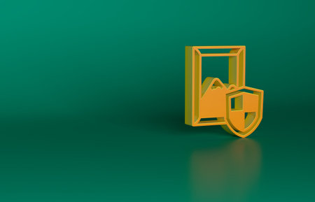 Orange Auction painting icon isolated on green background. Auction bidding. Sale and buyers. Minimalism concept. 3D render illustrationの写真素材