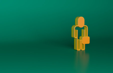 Orange Businessman icon isolated on green background. Business avatar symbol user profile icon. Male user sign. Minimalism concept. 3D render illustrationの写真素材