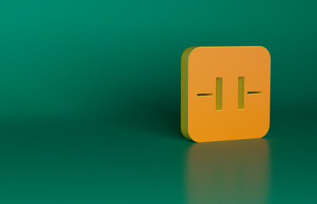 Orange Electrolytic capacitor icon isolated on green background. Minimalism concept. 3D render illustrationの写真素材