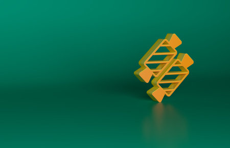 Orange Candy icon isolated on green background. Happy Valentines day. Minimalism concept. 3D render illustrationの写真素材
