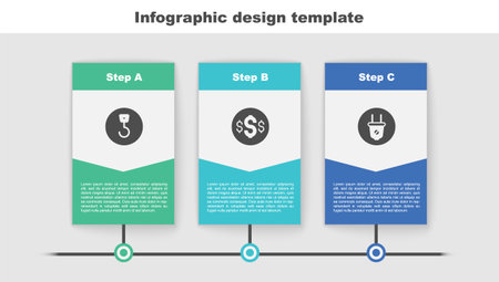 Set Industrial hook, Dollar symbol and Electric plug. Business infographic template. Vectorのイラスト素材