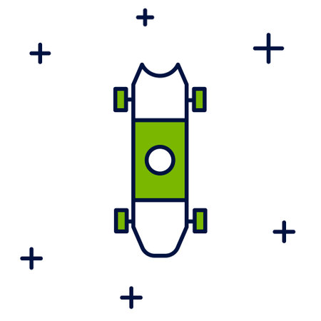 Filled outline Longboard or skateboard cruiser icon isolated on white background. Extreme sport. Sport equipment. Vectorのイラスト素材